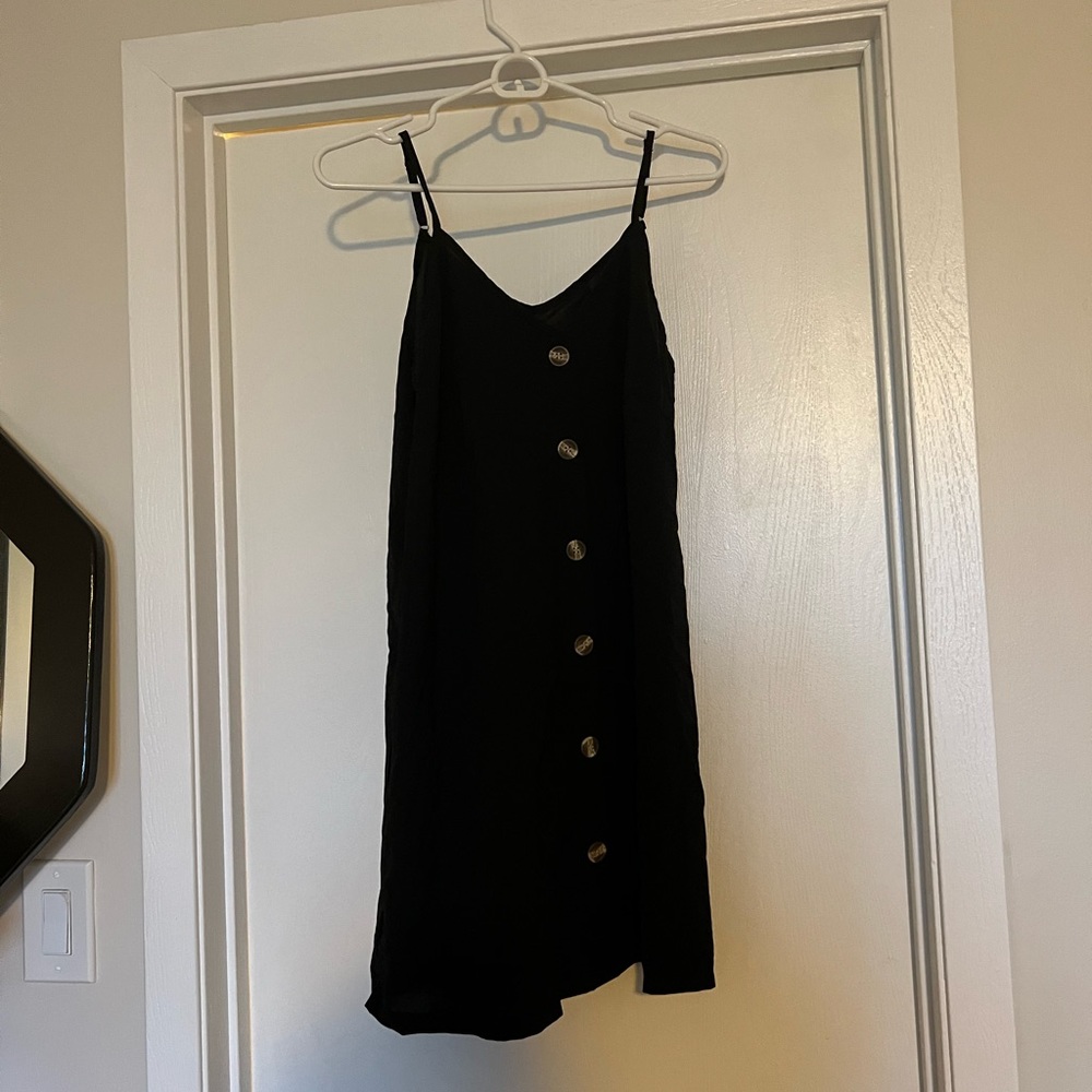 AlvaQ Women Summer Button Down V Neck Sleeveless Casual Mini Dress
